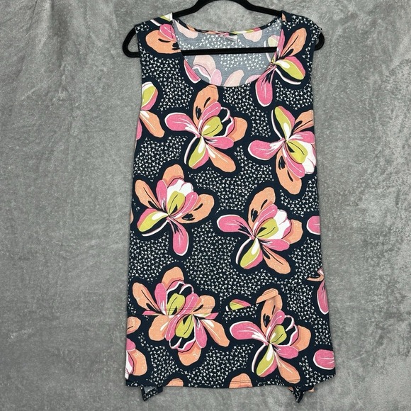 Avenue 26 28 3X Shirt Top Navy Blue Floral Flower Scoop Neck Sleeveless Stretch - Picture 1 of 7